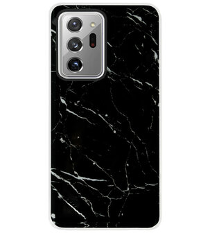 ADEL Siliconen Back Cover Softcase Hoesje voor Samsung Galaxy Note 20 Ultra - Marmer Zwart