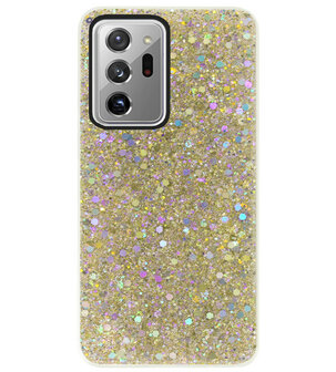ADEL Premium Siliconen Back Cover Softcase Hoesje voor Samsung Galaxy Note 20 Ultra - Bling Bling Glitter Goud