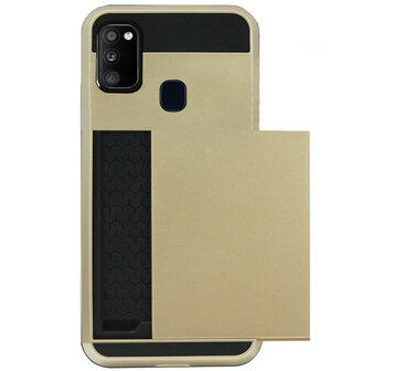 ADEL Kunststof Back Cover Hardcase Hoesje voor Samsung Galaxy M30s/ M21 - Pasjeshouder Goud