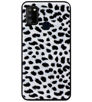 ADEL Siliconen Back Cover Softcase Hoesje voor Samsung Galaxy M30s/ M21 - Luipaard Wit