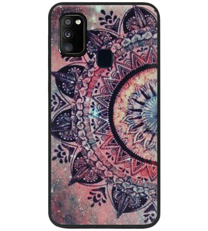 ADEL Siliconen Back Cover Softcase Hoesje voor Samsung Galaxy M30s/ M21 - Mandala Bloemen Rood