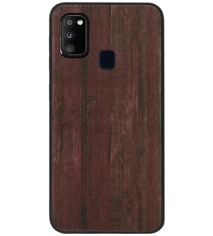 ADEL Siliconen Back Cover Softcase Hoesje voor Samsung Galaxy M30s/ M21 - Hout Design Bruin