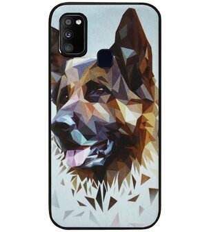 ADEL Siliconen Back Cover Softcase Hoesje voor Samsung Galaxy M30s/ M21 - Duitse Herder Hond