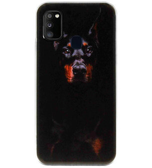 ADEL Siliconen Back Cover Softcase Hoesje voor Samsung Galaxy M30s/ M21 - Dobermann Pinscher Hond