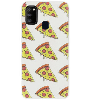 ADEL Siliconen Back Cover Softcase Hoesje voor Samsung Galaxy M30s/ M21 - Junkfood Pizza