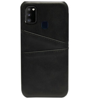ADEL Kunstleren Back Cover Pasjes Hoesje voor Samsung Galaxy M30s/ M21 - Zwart