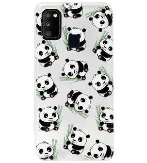 ADEL Siliconen Back Cover Softcase Hoesje voor Samsung Galaxy M30s/ M21 - Panda Liggend