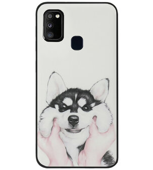 ADEL Siliconen Back Cover Softcase Hoesje voor Samsung Galaxy M30s/ M21 - Husky Hond