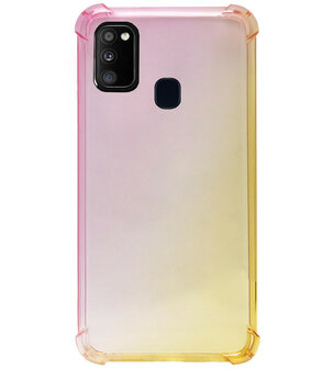 ADEL Siliconen Back Cover Softcase Hoesje voor Samsung Galaxy M30s/ M21 - Kleurovergang Roze Geel