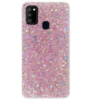 ADEL Premium Siliconen Back Cover Softcase Hoesje voor Samsung Galaxy M30s/ M21 - Bling Bling Roze