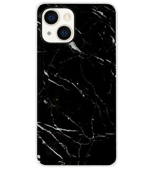 ADEL Siliconen Back Cover Softcase Hoesje voor iPhone 13 - Marmer Zwart