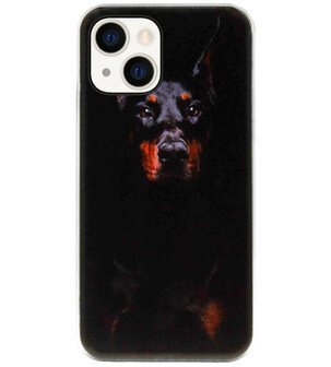 ADEL Siliconen Back Cover Softcase Hoesje voor iPhone 13 - Dobermann Pinscher Hond