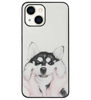 ADEL Siliconen Back Cover Softcase Hoesje voor iPhone 13 - Husky Hond