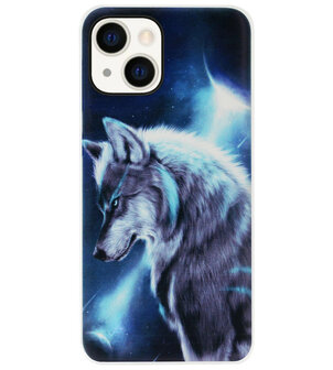 ADEL Siliconen Back Cover Softcase Hoesje voor iPhone 13 - Wolf