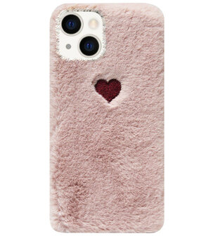 ADEL Siliconen Back Cover Softcase Hoesje voor iPhone 13 Mini - Hartjes Roze