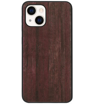 ADEL Siliconen Back Cover Softcase Hoesje voor iPhone 13 Mini - Hout Design Bruin