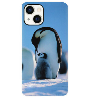 ADEL Siliconen Back Cover Softcase Hoesje voor iPhone 13 Mini - Pinguin Blauw