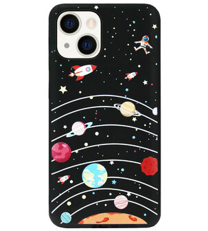 ADEL Siliconen Back Cover Softcase Hoesje voor iPhone 13 Mini - Ruimte Heelal Cartoon