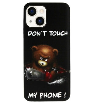 ADEL Siliconen Back Cover Softcase Hoesje voor iPhone 13 Mini - Don&#039;t Touch My Phone Beren