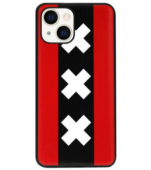 ADEL Siliconen Back Cover Softcase Hoesje voor iPhone 13 Mini - Amsterdam Andreaskruisen