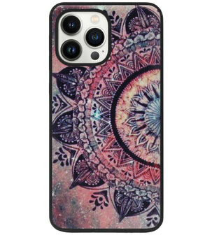 ADEL Siliconen Back Cover Softcase Hoesje voor iPhone 13 Pro - Mandala Bloemen Rood