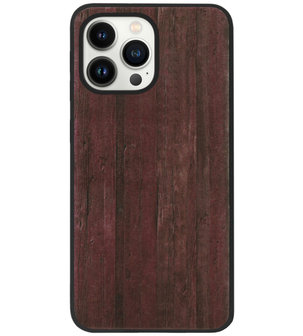 ADEL Siliconen Back Cover Softcase Hoesje voor iPhone 13 Pro - Hout Design Bruin