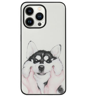 ADEL Siliconen Back Cover Softcase Hoesje voor iPhone 13 Pro - Husky Hond