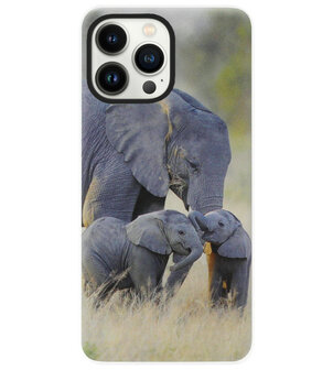 ADEL Siliconen Back Cover Softcase Hoesje voor iPhone 13 Pro - Olifant Familie