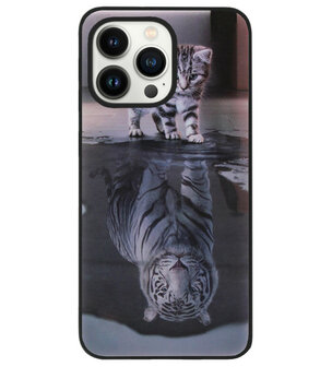 ADEL Siliconen Back Cover Softcase Hoesje voor iPhone 13 Pro - Poezen Schaduw Tijger