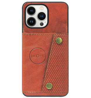 ADEL Kunstleren Back Cover Pasjeshouder Hoesje voor iPhone 13 Pro Max - Bruin