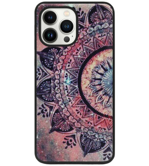 ADEL Siliconen Back Cover Softcase Hoesje voor iPhone 13 Pro Max - Mandala Bloemen Rood