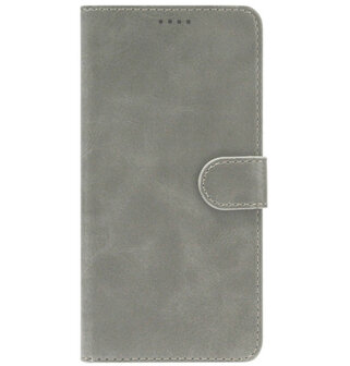 LC.IMEEKE Kunstleren Book Case Portemonnee Pasjes Hoesje voor iPhone 13 Pro Max - Grijs