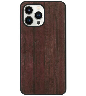 ADEL Siliconen Back Cover Softcase Hoesje voor iPhone 13 Pro Max - Hout Design Bruin