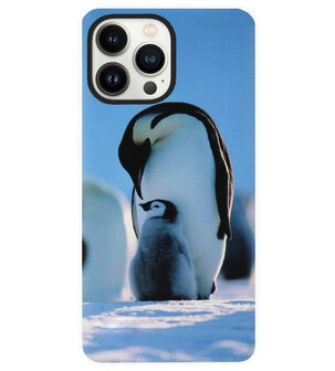 ADEL Siliconen Back Cover Softcase Hoesje voor iPhone 13 Pro Max - Pinguin Blauw