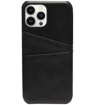 ADEL Kunstleren Back Cover Pasjes Hoesje voor iPhone 13 Pro Max - Zwart