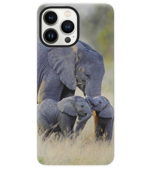 ADEL Siliconen Back Cover Softcase Hoesje voor iPhone 13 Pro Max - Olifant Familie