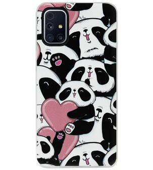 ADEL Siliconen Back Cover Softcase Hoesje voor Samsung Galaxy M51 - Panda Hartjes