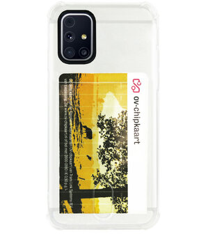 ADEL Siliconen Back Cover Softcase Hoesje voor Samsung Galaxy M51 - Pasjeshouder Doorzichtig