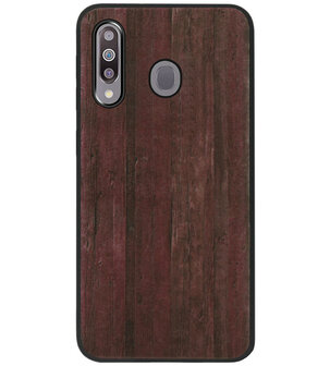 ADEL Siliconen Back Cover Softcase Hoesje voor Samsung Galaxy M30 - Hout Design Bruin
