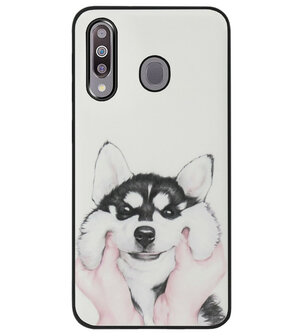ADEL Siliconen Back Cover Softcase Hoesje voor Samsung Galaxy M30 - Husky Hond