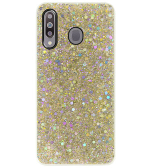ADEL Premium Siliconen Back Cover Softcase Hoesje voor Samsung Galaxy M30 - Bling Bling Glitter Goud