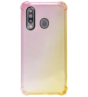 ADEL Siliconen Back Cover Softcase Hoesje voor Samsung Galaxy M30 - Kleurovergang Roze Geel