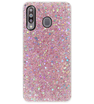 ADEL Premium Siliconen Back Cover Softcase Hoesje voor Samsung Galaxy M30 - Bling Bling Roze