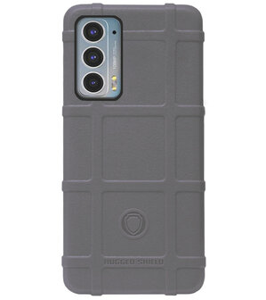 RUGGED SHIELD Rubber Bumper Case Hoesje voor Motorola Moto Edge 20 - Grijs