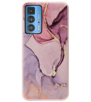 ADEL Siliconen Back Cover Softcase Hoesje voor Motorola Moto Edge 20 Pro - Marmer Roze Goud Paars