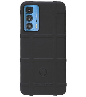RUGGED SHIELD Rubber Bumper Case Hoesje voor Motorola Moto Edge 20 Pro - Zwart