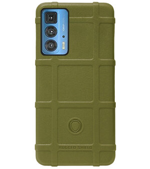 RUGGED SHIELD Rubber Bumper Case Hoesje voor Motorola Moto Edge 20 Pro - Groen