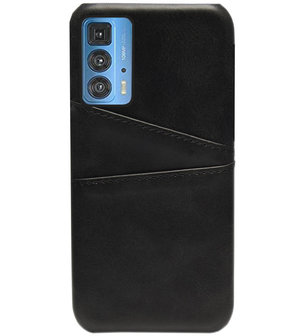 ADEL Kunstleren Back Cover Pasjes Hoesje voor Motorola Moto Edge 20 Pro - Zwart