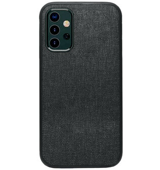 ADEL Siliconen Back Cover Softcase Hoesje voor Samsung Galaxy A32 (5G) - Stoffen Textiel Zwart