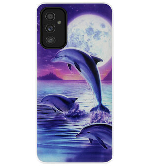 ADEL Kunststof Back Cover Hardcase Hoesje voor Samsung Galaxy M52 - Dolfijn Blauw